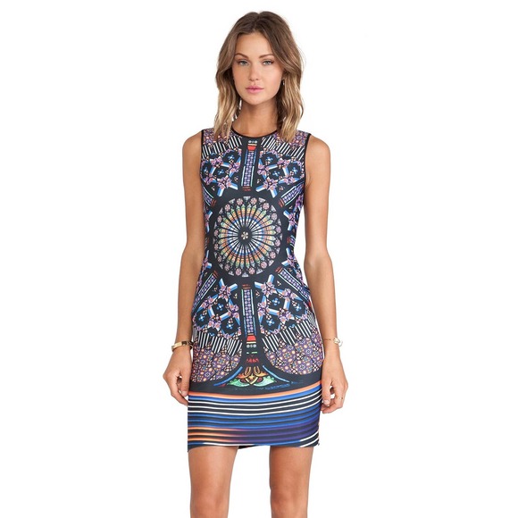 Clover Canyon REVOLVE Stained Glass Neoprene Dress size S - Picture 1 of 7